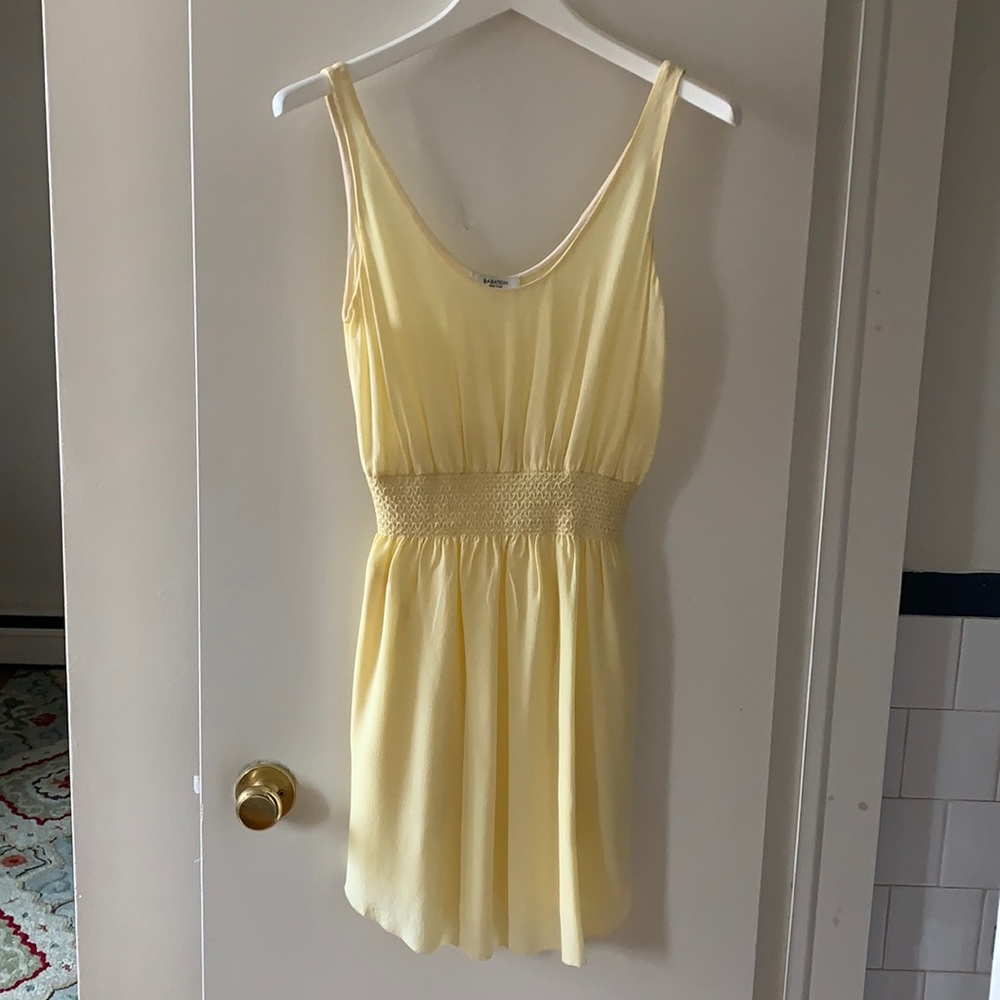 Babaton Pale Yellow Silk Dress